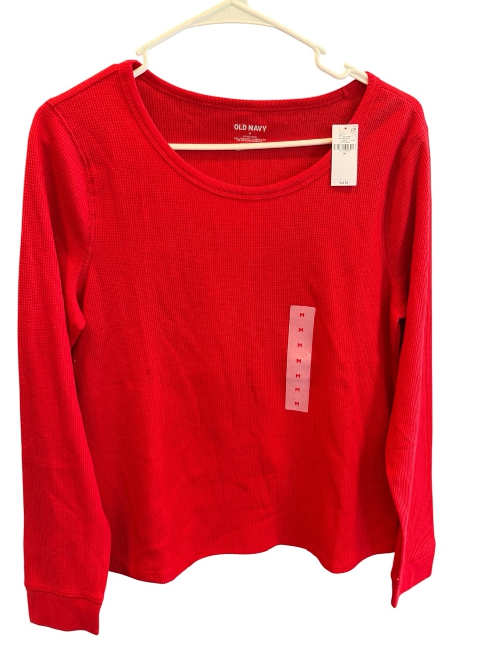 Old Navy Bright Red Ribbed Waffle Knit Top